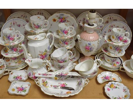 A Royal Crown Derby Posie pattern coffee pot, six coffee cans, saucers and side plates, cream and sugar; a pair of Posie patt