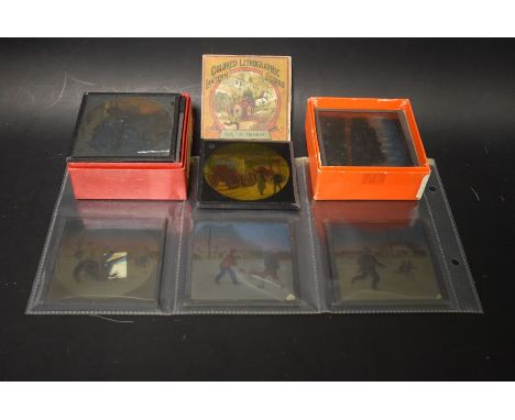 Magic Lantern Slides - railways, humorous, caricature, etc.; quantity