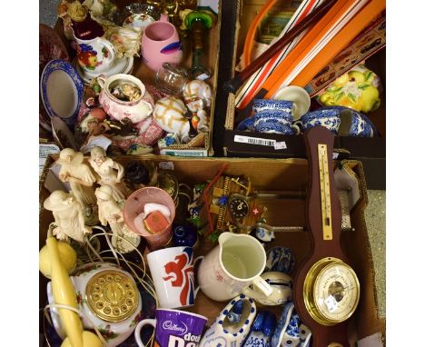 A Royal Albert Old Country Roses dial up telephone; a cuckoo clock; a set of four resin figures; ceramics and glass; car raci