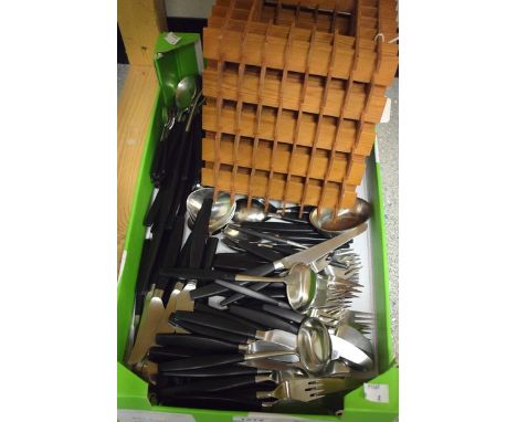 A comprehensive set of Lion brand flatware, by Hackman of Finland, designed by Bertel Gardberg, c.1960; a 1960s Boff treen la