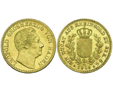 Baden, Karl Leopold Friedrich, Rheingold ducat, 1848, 3.67g (Wielandt 918; KM 223.1) extremely fine