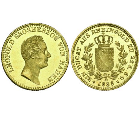 Baden, Karl Leopold Friedrich, Rheingold ducat, 1838, 3.69g (Wielandt 908; KM 208) very light hairlines, virtually as struck 
