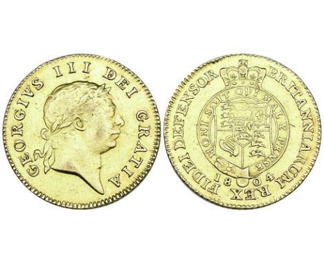 George III, half guinea, 1804, seventh head (M.C.E 442; S. 3737), hairline scratch on bust, surface marks, fine or better; th