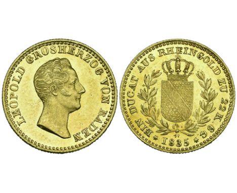 Baden, Karl Leopold Friedrich, Rheingold ducat, 1835, 3.67g (Wielandt 905; KM 201) surface hairlines, extremely fine or bette