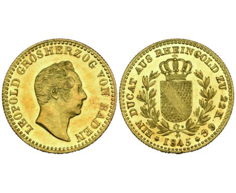 Baden, Karl Leopold Friedrich, Rheingold ducat, 1845, 3.66g (Wielandt 915; KM 215) a few scattered surface marks, extremely f