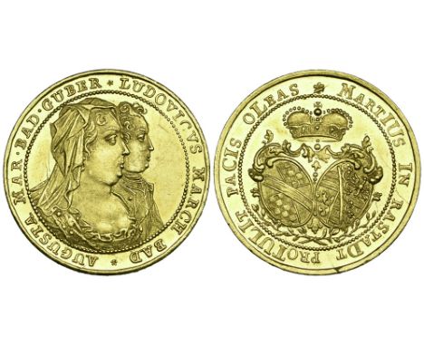 Baden-Baden, Treaty of Rastadt, 1714, commemorative ducat, conjoined busts of Ludwig Georg and his mother, the Margravine Fra