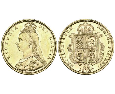 Australia, Victoria, Jubilee, 1887, half-sovereign, 1887 m, first type with widely-spaced j. e. b. initials on truncation and