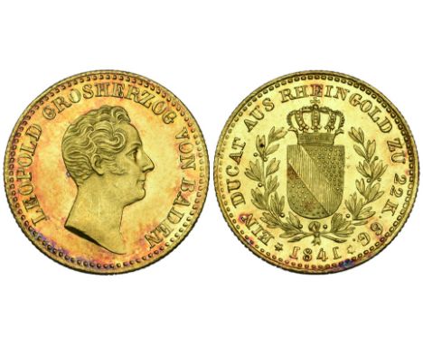 Baden, Karl Leopold Friedrich, Rheingold ducat, 1841, 3.68g (Wielandt 911; KM 208) a few light marks, good extremely fine, wi