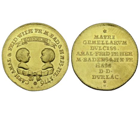 Baden-Durlach, Karl Friedrich, commemorative ducat 1776, struck at Durlach, on the birth of twin daughters to the Margravine,