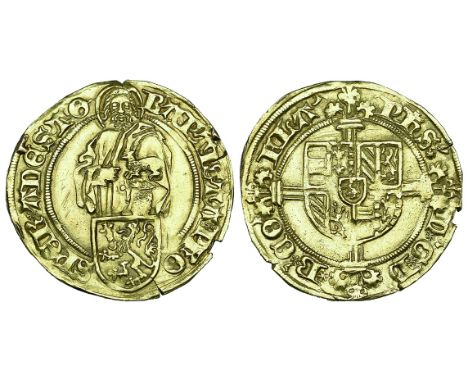 Revolt of Ghent (1488-1492), First Coinage, St Jansgoudgulden, undated (1488), St John holding agnus Dei and supporting shiel