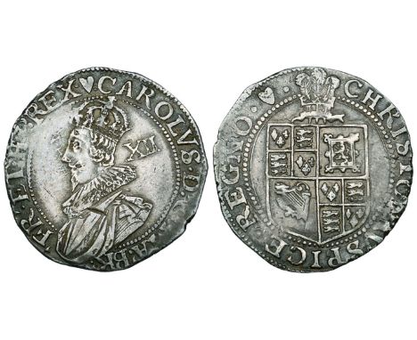 Charles I (1625-49), Tower mint, shilling, group B, type 1b2, m.m. heart, rev. plume above shield, 5.95g (JGB 434-8; Sharp B5
