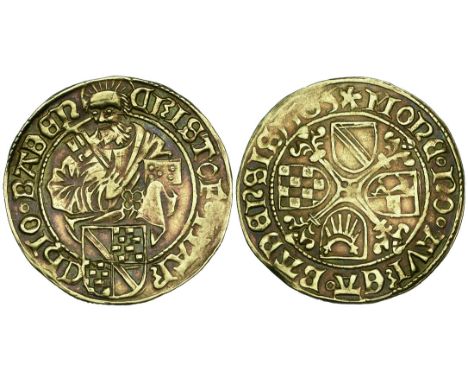 Baden, Christoph I (1475-1527), goldgulden, 1505, St Peter with key and book, rev., floriated saltire cross with four shields