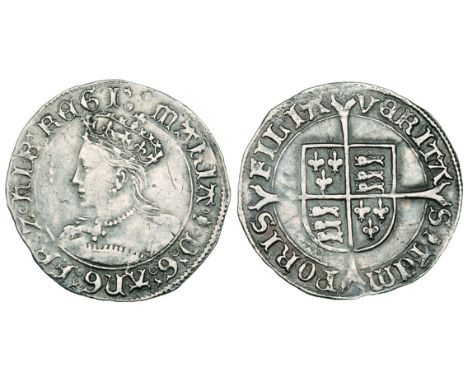 Mary (1553-54), groat, m.m. pomegranate, reads z hib regi, 1.97g (N. 1960; S. 2492), a bit bright, some surface marks, otherw