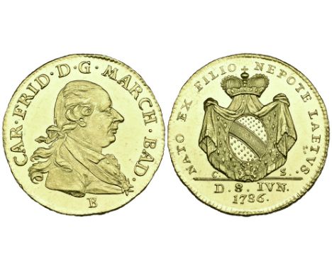 Baden-Durlach, Karl Friedrich, ducat, 1786, Durlach mint, commemorating the birth of Prince Karl Ludwig Friedrich, bust right