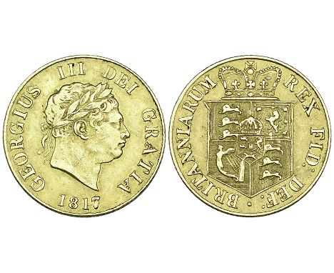 George III, half sovereigns (3), 1817 (2), (M. 400; S. 3786) first with graffiti on neck, few light surface marks, almost ver