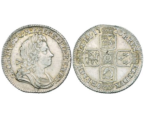 George I (1714-27), shillings (2), 1720, plain (ESC 1168; S. 3646); George II, shilling, 1736, roses and plumes (ESC 1199; S.