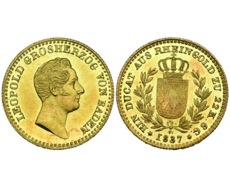 Baden, Karl Leopold Friedrich, Rheingold ducat, 1837, 3.68g (Wielandt 907; KM 208) good extremely fine