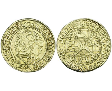 Baden, Christoph I (1475-1527), goldgulden, undated, St Peter with key and book, rev., floriated saltire cross with four shie