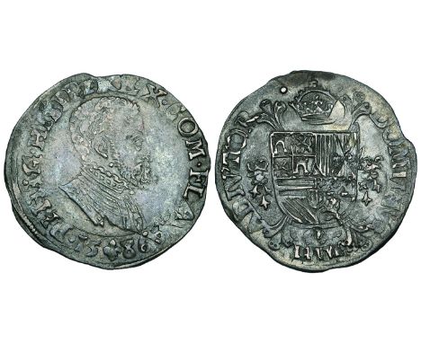 Filips II (1555-1598), 1/5-Philippusdaalder (2), 1586 (without Portuguese arms) and 1589; 1/10-Philippusdaalder, 1589; 1/20-P