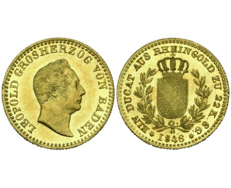 Baden, Karl Leopold Friedrich, Rheingold ducat, 1846, 3.68g (Wielandt 916; KM 215) very light bagmarks, virtually as struck 