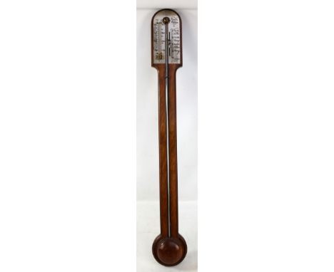 A reproduction mahogany stick barometer with silvered dial inscribed 'Comitti, Holborn', height 94cm.