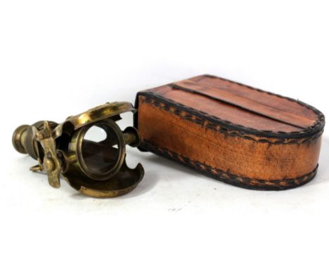 A reproduction maritime folding telescope of powder flask form bearing spurious JJ Hicks of London label, in case. 