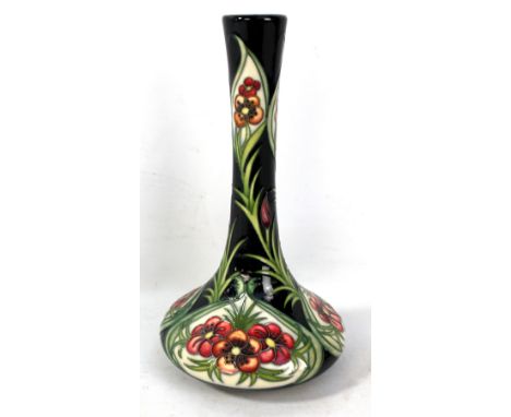MOORCROFT; a floral pattern tubeline decorated bottle vase with Rachel Bishop signature, impressed marks and year cipher for 
