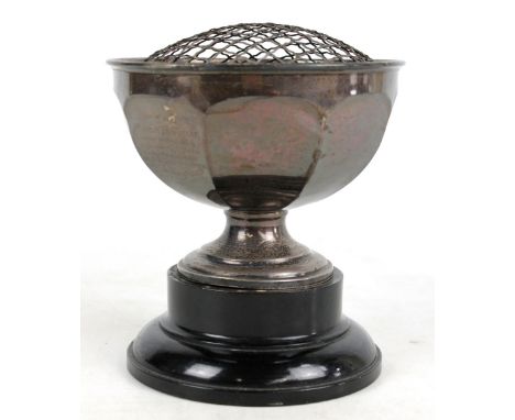 S BLANCKENSEE &amp; SON LTD; a George V hallmarked silver circular faceted trophy rose bowl on spreading circular foot, with 