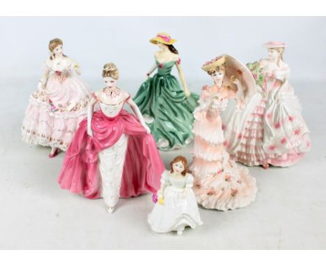 Three Coalport limited edition figures; 'Millennium Debut', 917/7500, 'A Meeting at Ascot', 770/19500, and 'Rose', 961/12500,