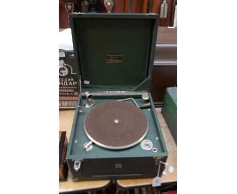 A mid-20th century 'The Wonder' portable 'Cliftophone', with Fleet &amp; Son of Llandudno Music Warehouse label. CONDITION RE