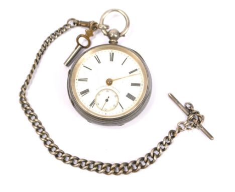 HJ NORRIS OF COVENTRY; a Victorian hallmarked silver key wind open face pocket watch, the white enamel dial set with Roman nu