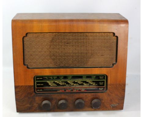 A Marconi walnut vintage electric radio, width 46cm.