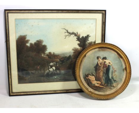 Two 19th century stipple engravings, the first after George Morland and the second after Angelica Kauffman, the former approx