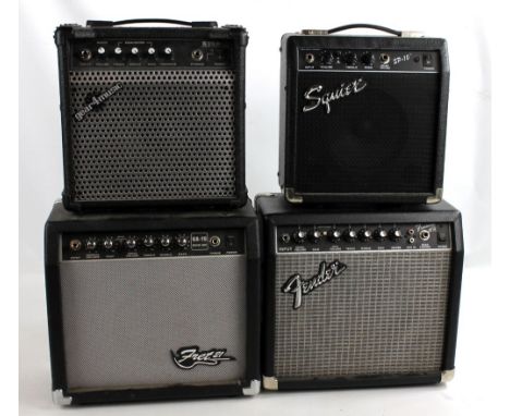 Four amps comprising Fender Frontman 15R, Squier SP10, Fret 21 GA-15 and Gear4 Music S15B (4).