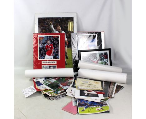 A very large collection of signed football ephemera, numerous photographs including Arsenal squad, Manchester United players,