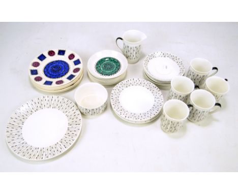 A Windsor 'Oriana' part coffee set, also various Portmeirion side plate and saucers.