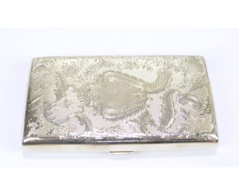 DEAKIN &amp; FRANCIS; a Victorian hallmarked silver rectangular cigar case overall engraved with foliate scrolls and vacant c