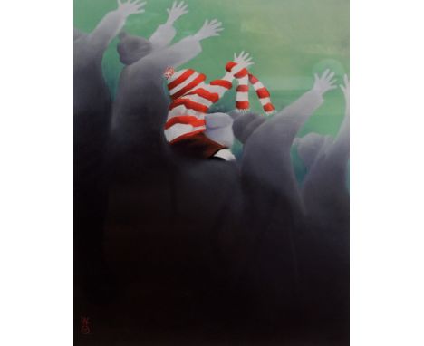 MACKENZIE THORPE (Born 1956); a signed limited edition print, 'In The Crowd', titled and signed in pencil, 257/495, with Icon