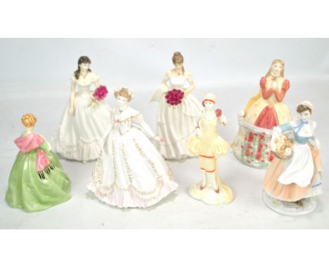 Seven Royal Worcester figures; 'Baker's Wife' 141/5000, 'First Dance', 'Juliet', 'Figurine of the Year 2000', 'Rose of Love' 