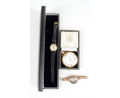 OMEGA; a gold plated manual wind lady's wristwatch, the circular dial set with baton numerals, diameter 2.5cm excluding windi