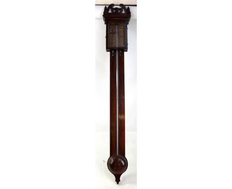 An early 19th century mahogany stick barometer with paper dial (replaced), inscribed 'Charles Howo, Fecit, Halifax', height 1