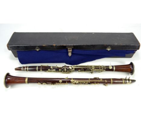 A rosewood Buffet Crampon of Paris clarinet and a further clarinet by JB Albert of Brussels in leather case (2).