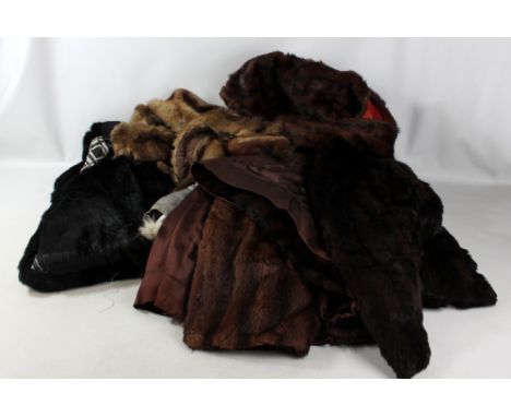 Five vintage fur coats, a stole and three mink shawls (9).