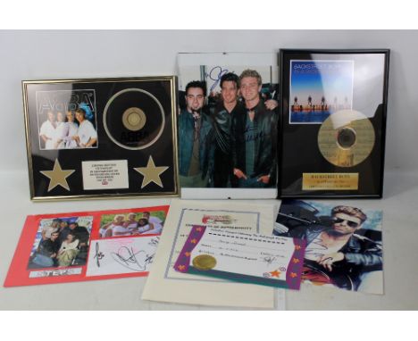 MUSIC RELATED; a small group of music related ephemera including a signed photograph of George Michael with certificate of au
