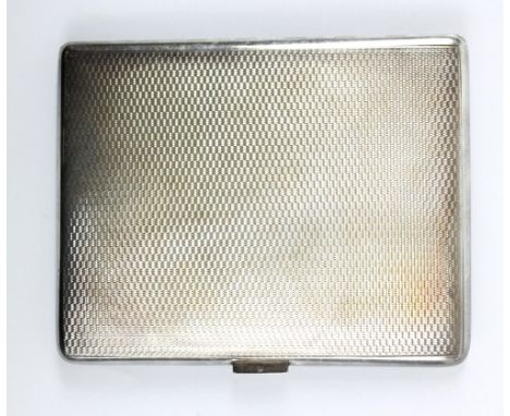 WILLIAM SUCKLING LTD; a George V hallmarked silver rectangular cigarette case with overall engine turned decoration, Birmingh