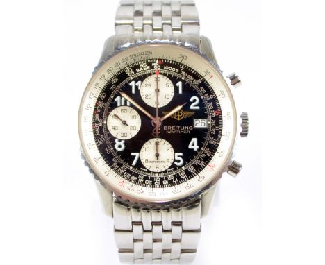 BREITLING; a gentleman's stainless steel Navitimer automatic chronograph wristwatch, the circular dial set with Arabic numera
