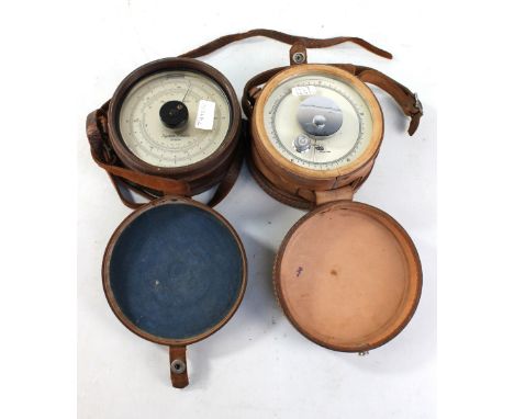 A leather cased precision barometer, with silvered dial inscribed 'System Paulin, Stockholm', diameter 12cm, and a precision 