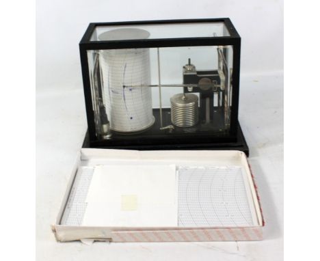 A Short &amp; Mason micro barometer in metal case with glazed sides and with fold-up charts, width 32cm.