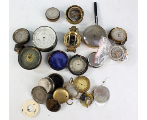 A group of scientific instruments including travelling compensated barometer, a Ross of London example with silvered dial, po