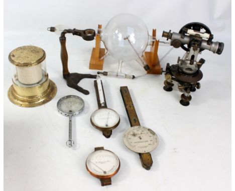 A group of scientific instruments including a small barograph, a Negretti &amp; Zambra Lambrecht's polymeter, a Lambrecht's h